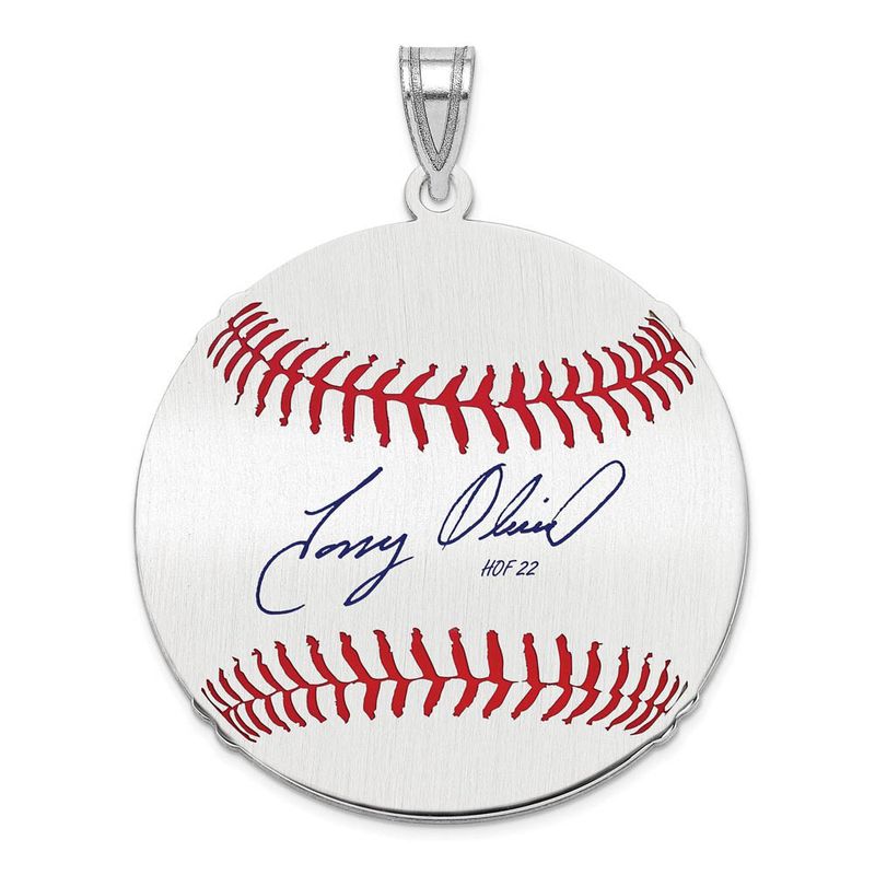 Sterling Silver Tony Oliva Signature Lg Enamel Baseball Pendant